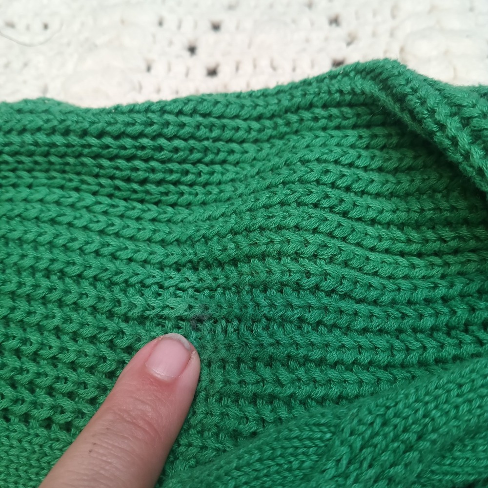 Forever 21 Green Cable Knit 1X Sweater Stripe Academia Varsity‎ Cardigan Prep - Picture 8 of 12